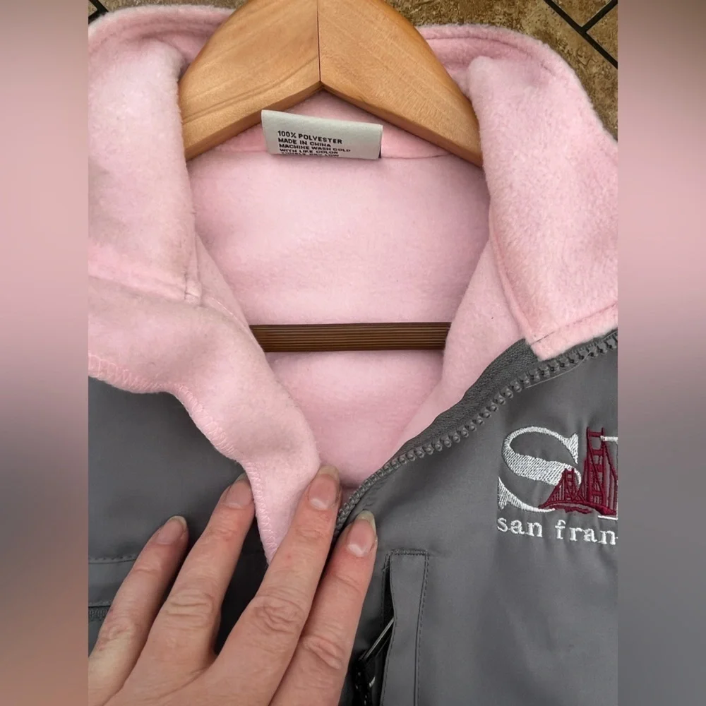 Gray and Pink Zip-Up San Francisco Jacket